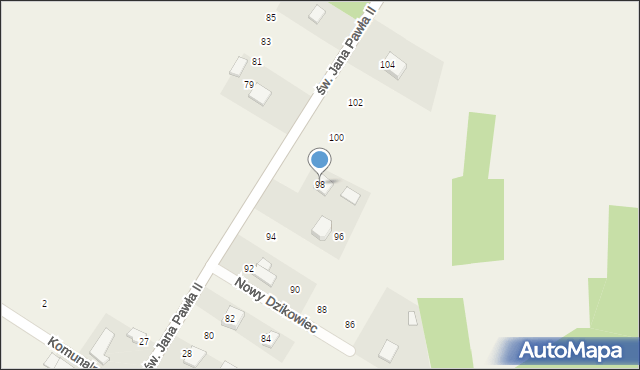 Nowy Dzikowiec, św. Jana Pawła II, 98, mapa Nowy Dzikowiec
