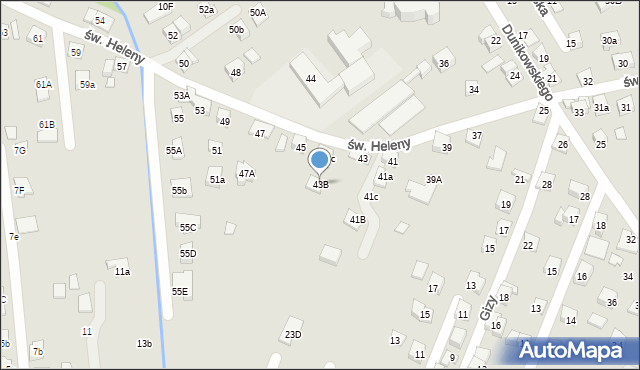 Nowy Sącz, św. Heleny, 43B, mapa Nowego Sącza