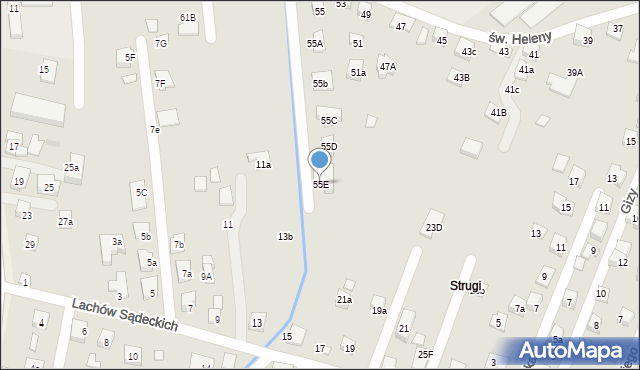Nowy Sącz, św. Heleny, 55E, mapa Nowego Sącza