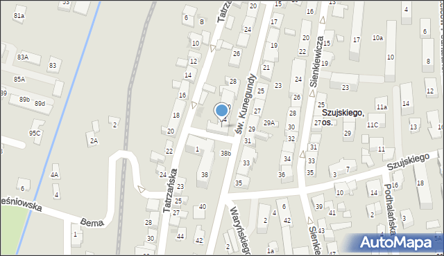 Nowy Sącz, św. Kunegundy, 36, mapa Nowego Sącza