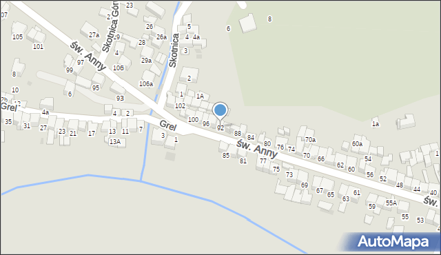 Nowy Targ, św. Anny, 92, mapa Nowego Targu