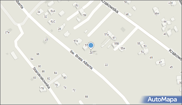 Nowy Targ, św. Brata Alberta, 24, mapa Nowego Targu