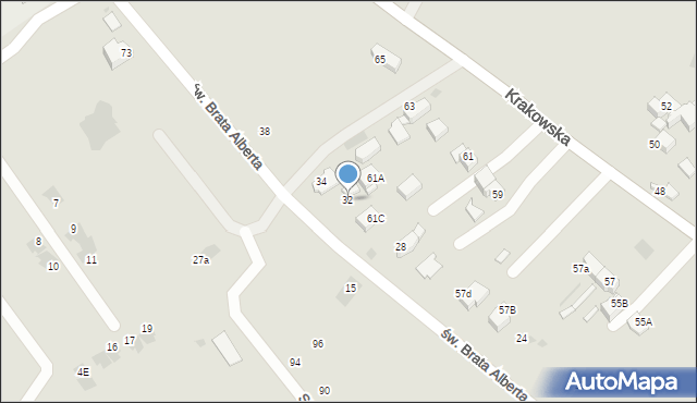 Nowy Targ, św. Brata Alberta, 32, mapa Nowego Targu