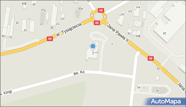 Nowy Targ, św. Kingi, 2, mapa Nowego Targu