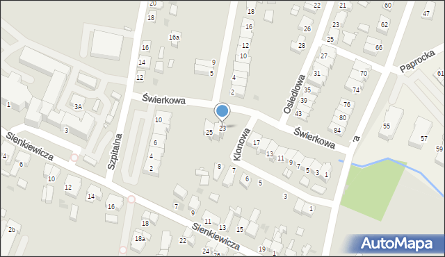 Nowy Tomyśl, Świerkowa, 23, mapa Nowy Tomyśl