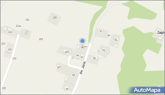 Okocim, św. Jana, 40, mapa Okocim