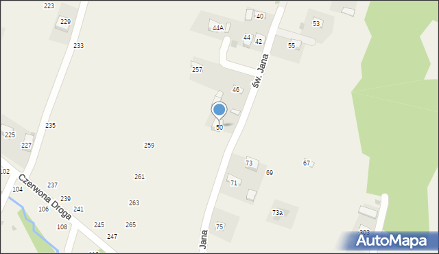 Okocim, św. Jana, 50, mapa Okocim