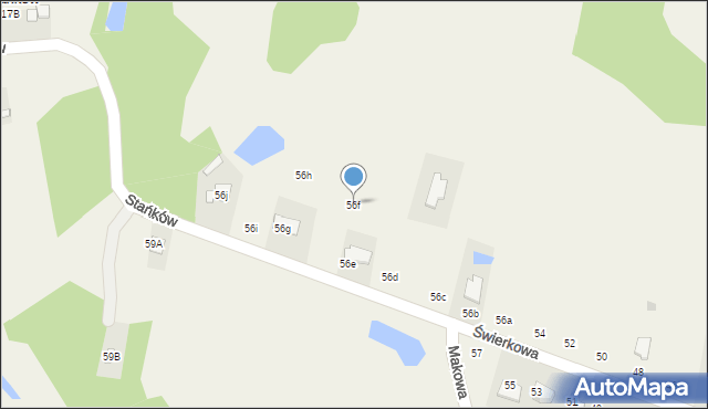 Okszów, Świerkowa, 56f, mapa Okszów