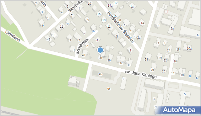 Olkusz, św. Jana Kantego, 38, mapa Olkusz
