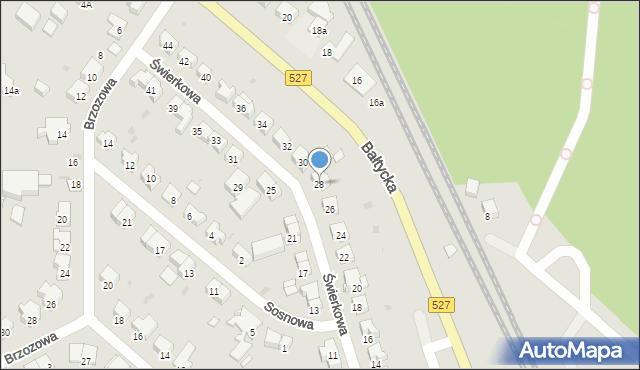 Olsztyn, Świerkowa, 28, mapa Olsztyna