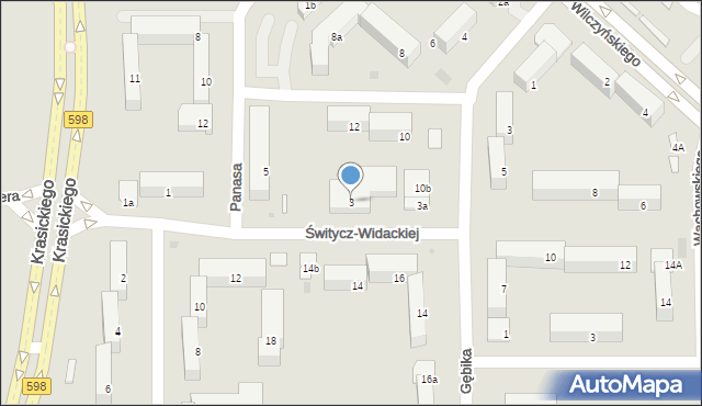 Olsztyn, Świtycz-Widackiej Balbiny, 3, mapa Olsztyna