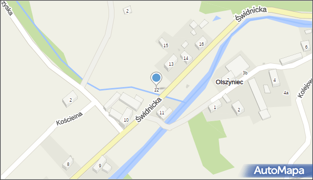 Olszyniec, Świdnicka, 12, mapa Olszyniec