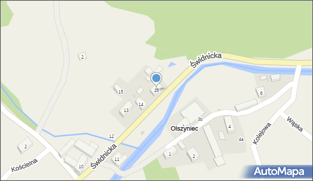 Olszyniec, Świdnicka, 16, mapa Olszyniec
