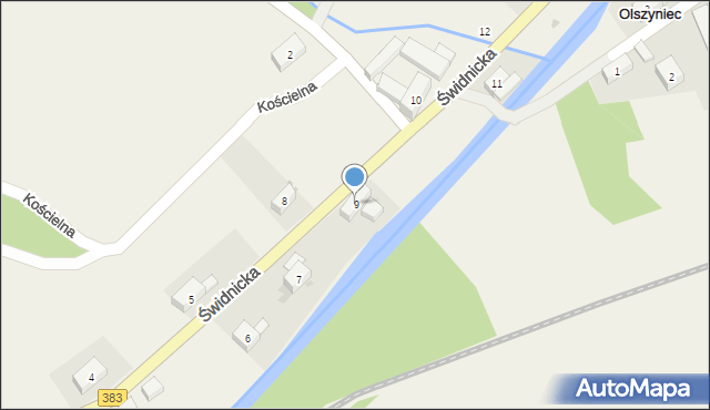 Olszyniec, Świdnicka, 9, mapa Olszyniec