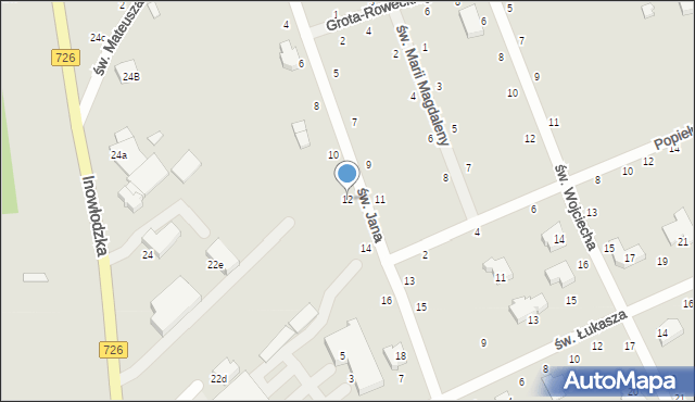 Opoczno, św. Jana, 12, mapa Opoczno