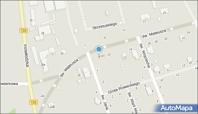 Opoczno, św. Mateusza, 8, mapa Opoczno