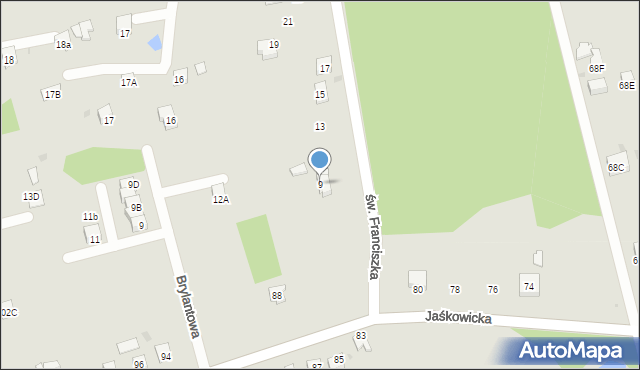 Orzesze, św. Franciszka, 9, mapa Orzesze