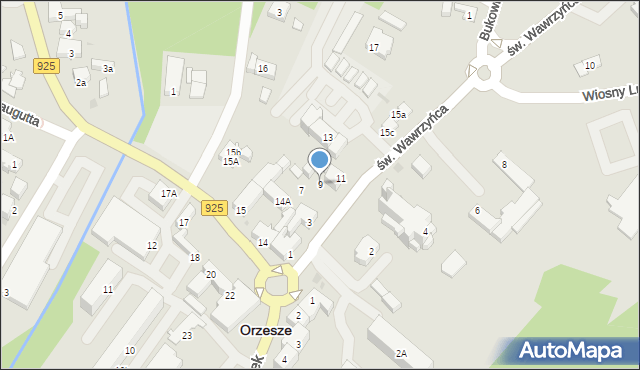 Orzesze, św. Wawrzyńca, 9, mapa Orzesze