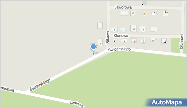Osieczna, Świderskiego Bronisława, dr., 1, mapa Osieczna