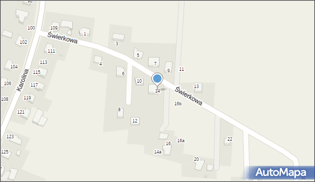 Osiek, Świerkowa, 14, mapa Osiek