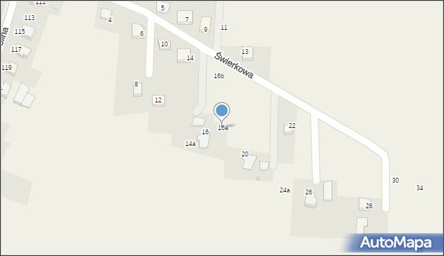 Osiek, Świerkowa, 16a, mapa Osiek