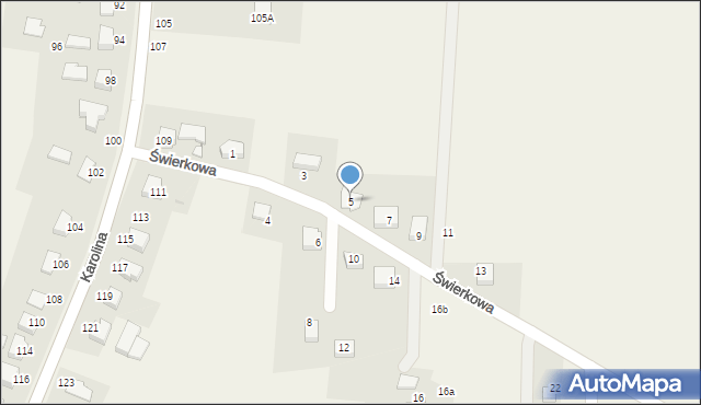 Osiek, Świerkowa, 5, mapa Osiek
