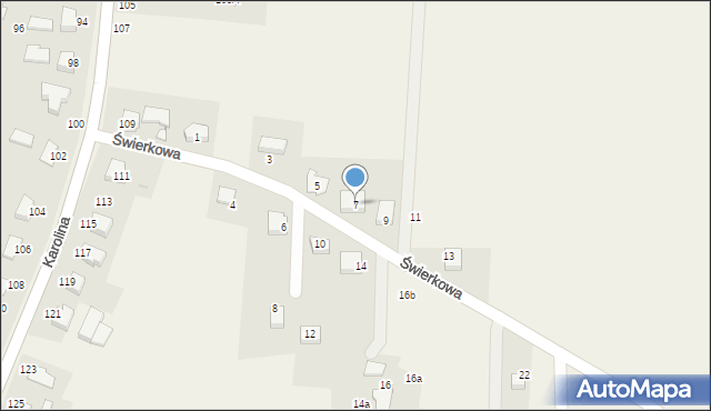 Osiek, Świerkowa, 7, mapa Osiek