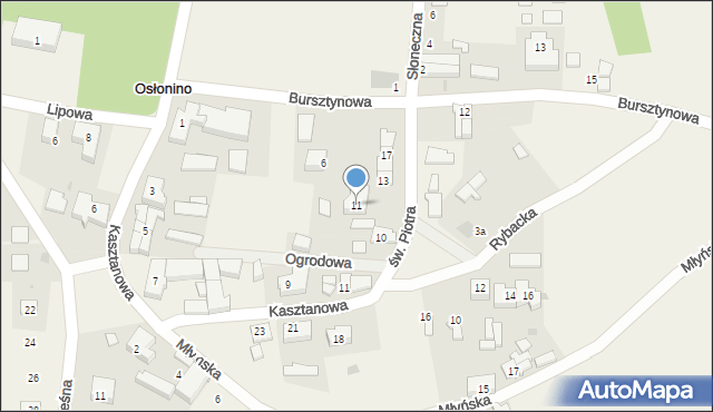 Osłonino, św. Piotra, 11, mapa Osłonino
