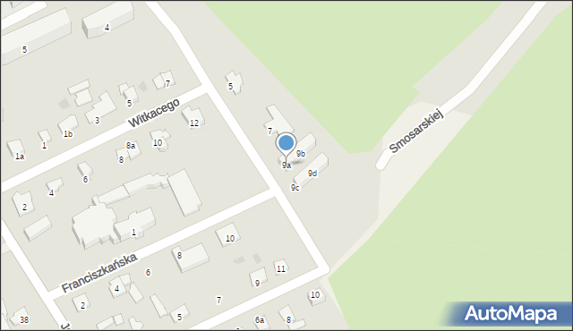 Ostróda, św. Maksymiliana Marii Kolbego, 9a, mapa Ostróda