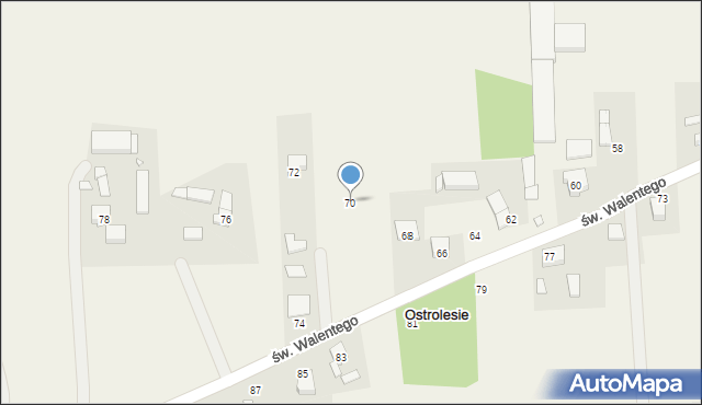 Ostrolesie, św. Walentego, 70, mapa Ostrolesie