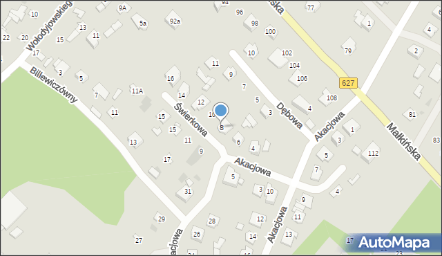 Ostrów Mazowiecka, Świerkowa, 8, mapa Ostrów Mazowiecka