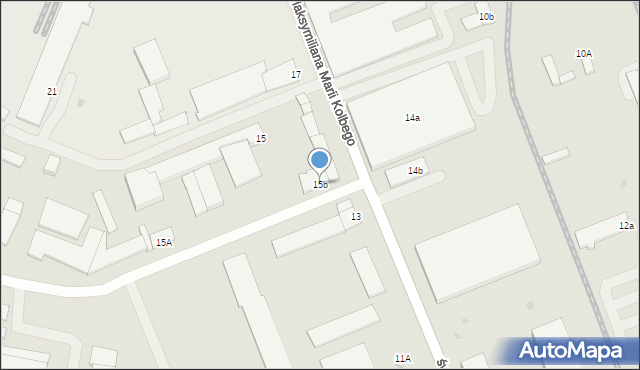 Oświęcim, św. Maksymiliana Marii Kolbego, 15b, mapa Oświęcimia