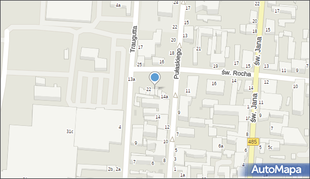 Pabianice, św. Rocha, 22a, mapa Pabianic