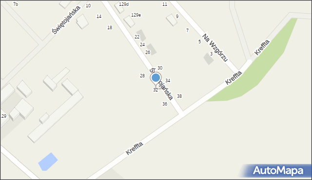 Pępowo, Świętojańska, 32, mapa Pępowo