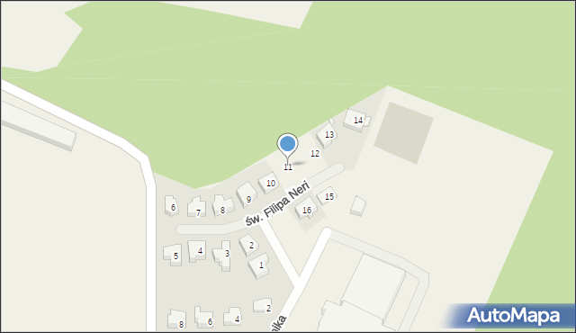 Piaski, św. Filipa Neri, 11, mapa Piaski