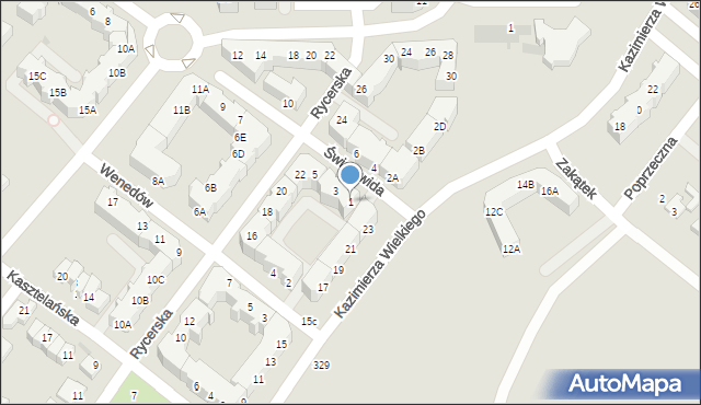 Piła, Światowida, 1, mapa Piły