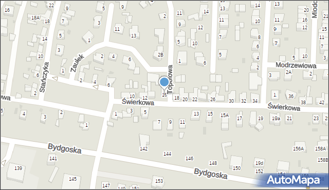 Piła, Świerkowa, 16, mapa Piły