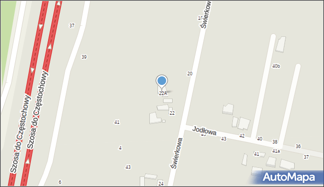 Piotrków Trybunalski, Świerkowa, 22A, mapa Piotrków Trybunalski