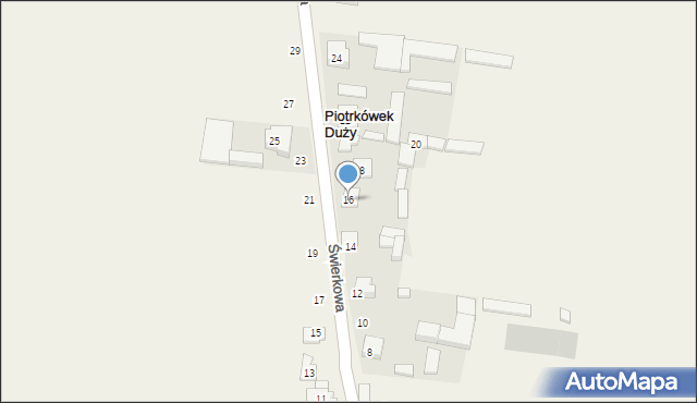 Piotrkówek Duży, Świerkowa, 16, mapa Piotrkówek Duży