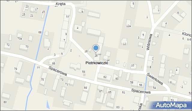 Piotrkowiczki, Świerkowa, 16, mapa Piotrkowiczki