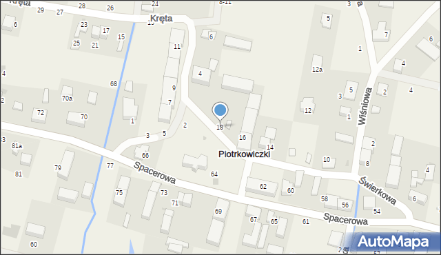 Piotrkowiczki, Świerkowa, 18, mapa Piotrkowiczki