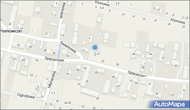 Piotrkowiczki, Świerkowa, 2, mapa Piotrkowiczki