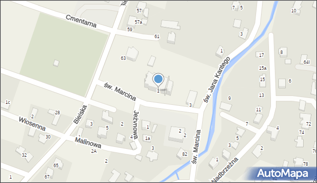 Pisarzowice, św. Marcina, 1, mapa Pisarzowice