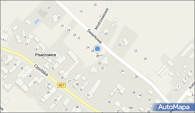 Pisarzowice, Świerkowa, 28, mapa Pisarzowice