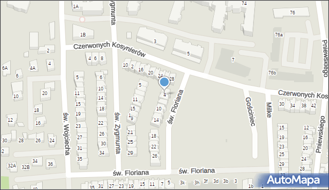 Płock, św. Floriana, 4, mapa Płock