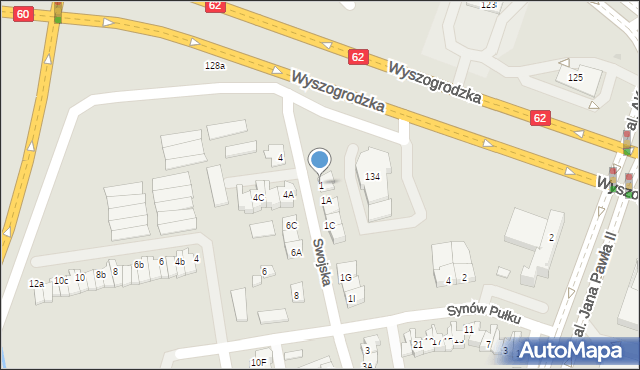 Płock, Swojska, 1, mapa Płock