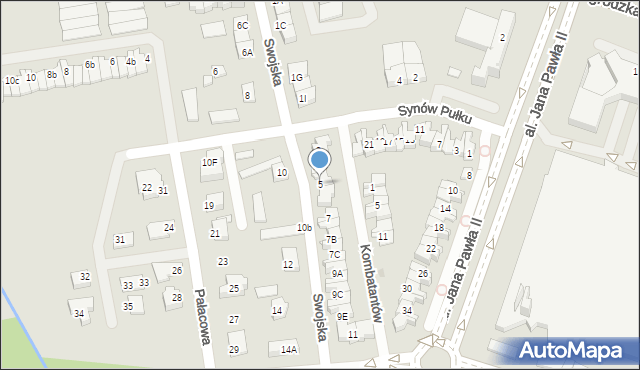 Płock, Swojska, 5, mapa Płock