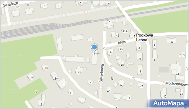 Podkowa Leśna, Świerkowa, 1, mapa Podkowa Leśna