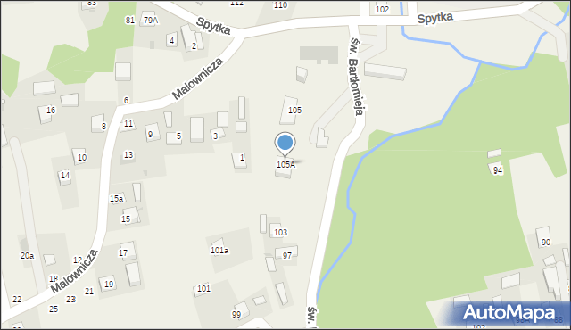 Poręba Spytkowska, św. Bartłomieja, 105A, mapa Poręba Spytkowska
