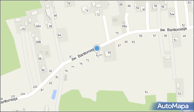 Poręba Spytkowska, św. Bartłomieja, 71, mapa Poręba Spytkowska